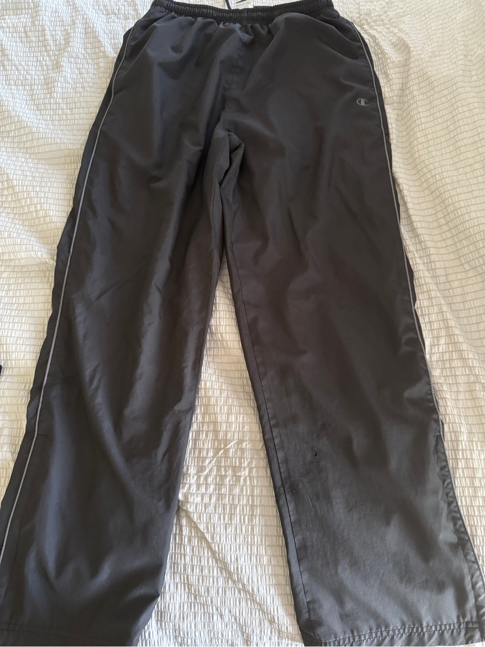 Vintage Champion Black Track Pants with Side Piping